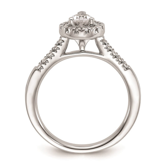 Buy 14K White Gold Halo Semi-Mount Engagement Ring, 1/2 Carat Pear Center, Affordable!
