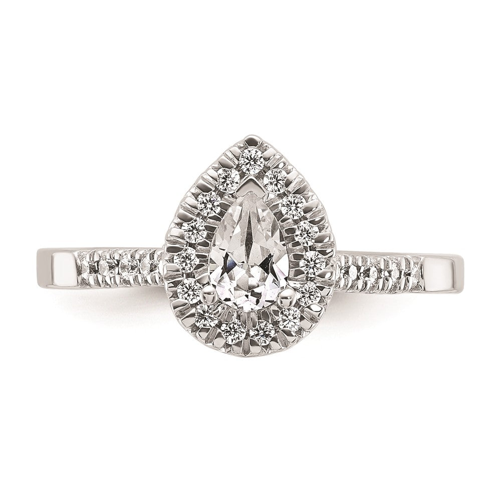 Buy 14K White Gold Halo Semi-Mount Engagement Ring, 1/2 Carat Pear Center, Affordable!