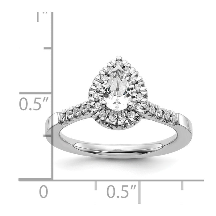 Buy 14K White Gold Halo Semi-Mount Engagement Ring, 1/2 Carat Pear Center, Affordable!-7