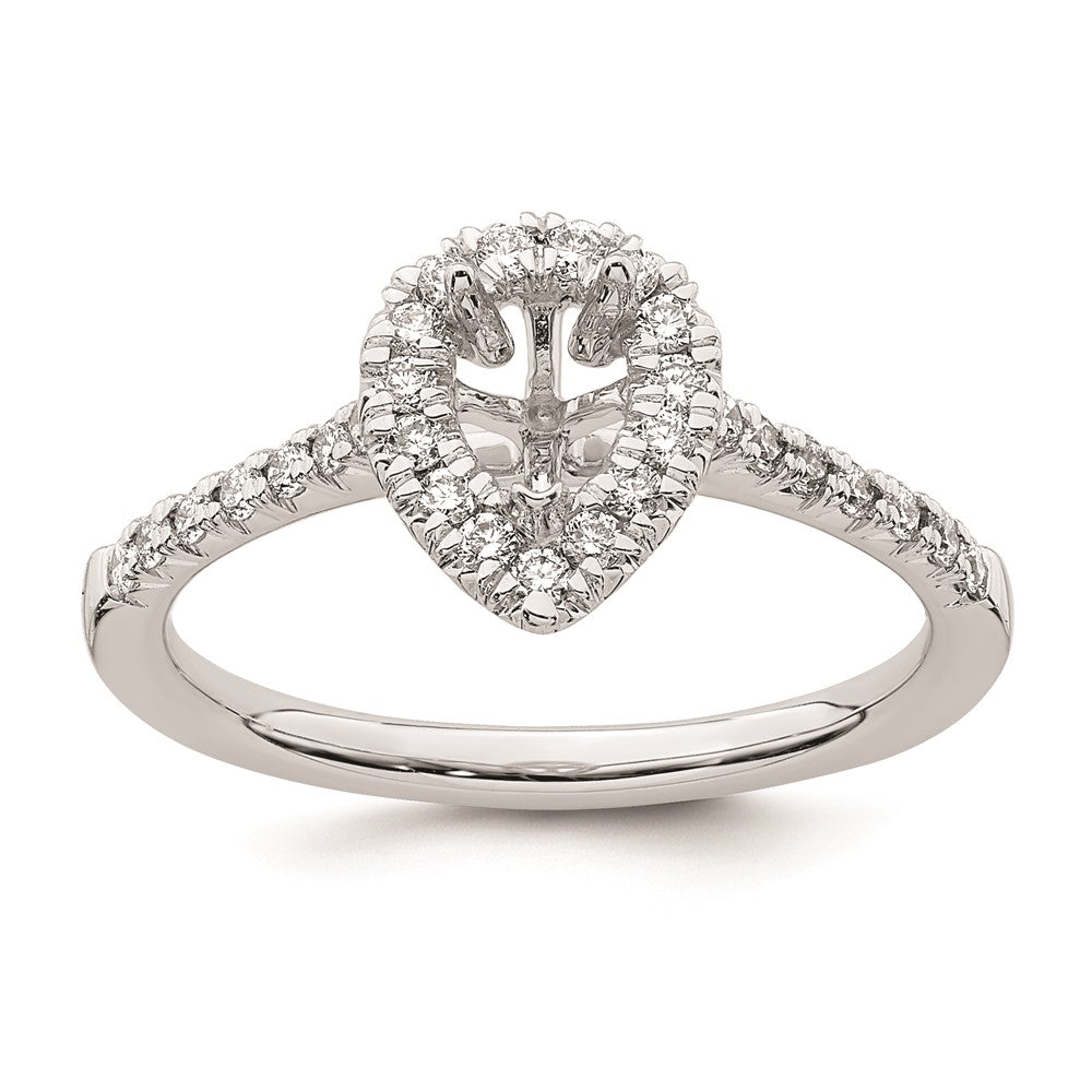 Buy 14K White Gold Halo Semi-Mount Engagement Ring, 1/2 Carat Pear Center, Affordable!