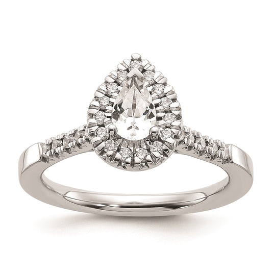 Buy 14K White Gold Halo Semi-Mount Engagement Ring, 1/2 Carat Pear Center, Affordable!