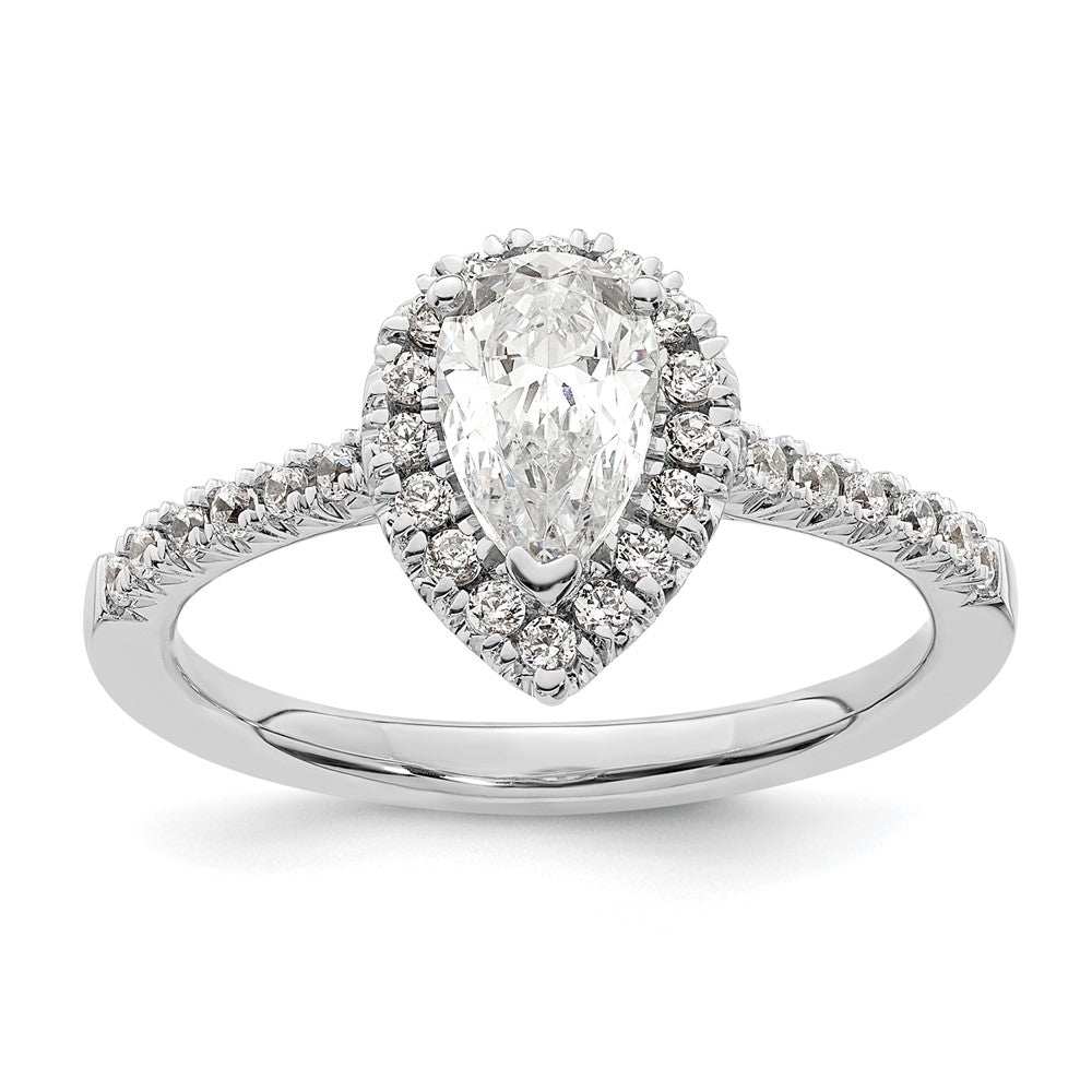 Buy Stylish 14K White Gold Halo Engagement Ring with 3/4 Carat Pear Center