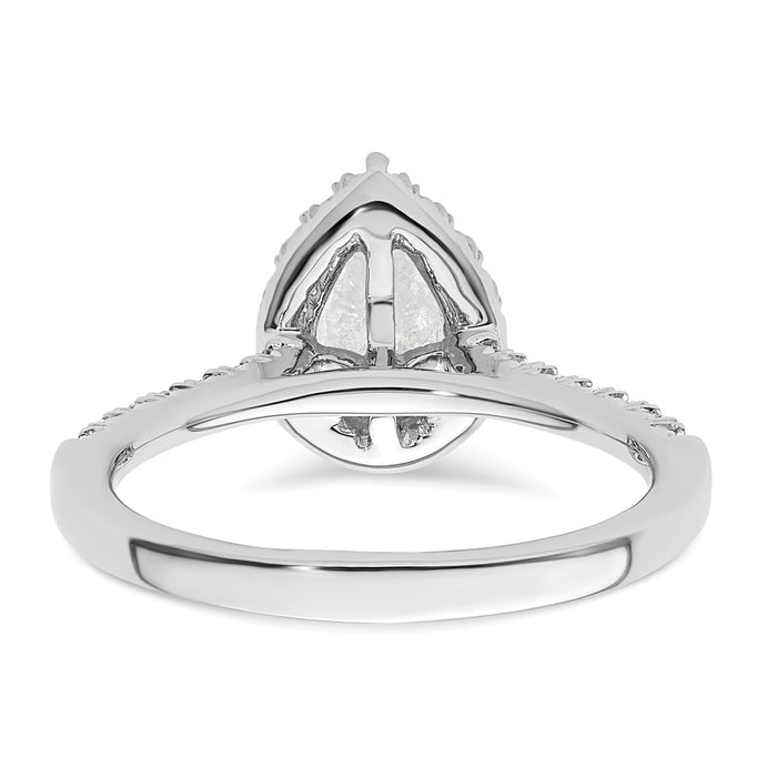 Buy Stylish 14K White Gold Halo Engagement Ring with 3/4 Carat Pear Center-5