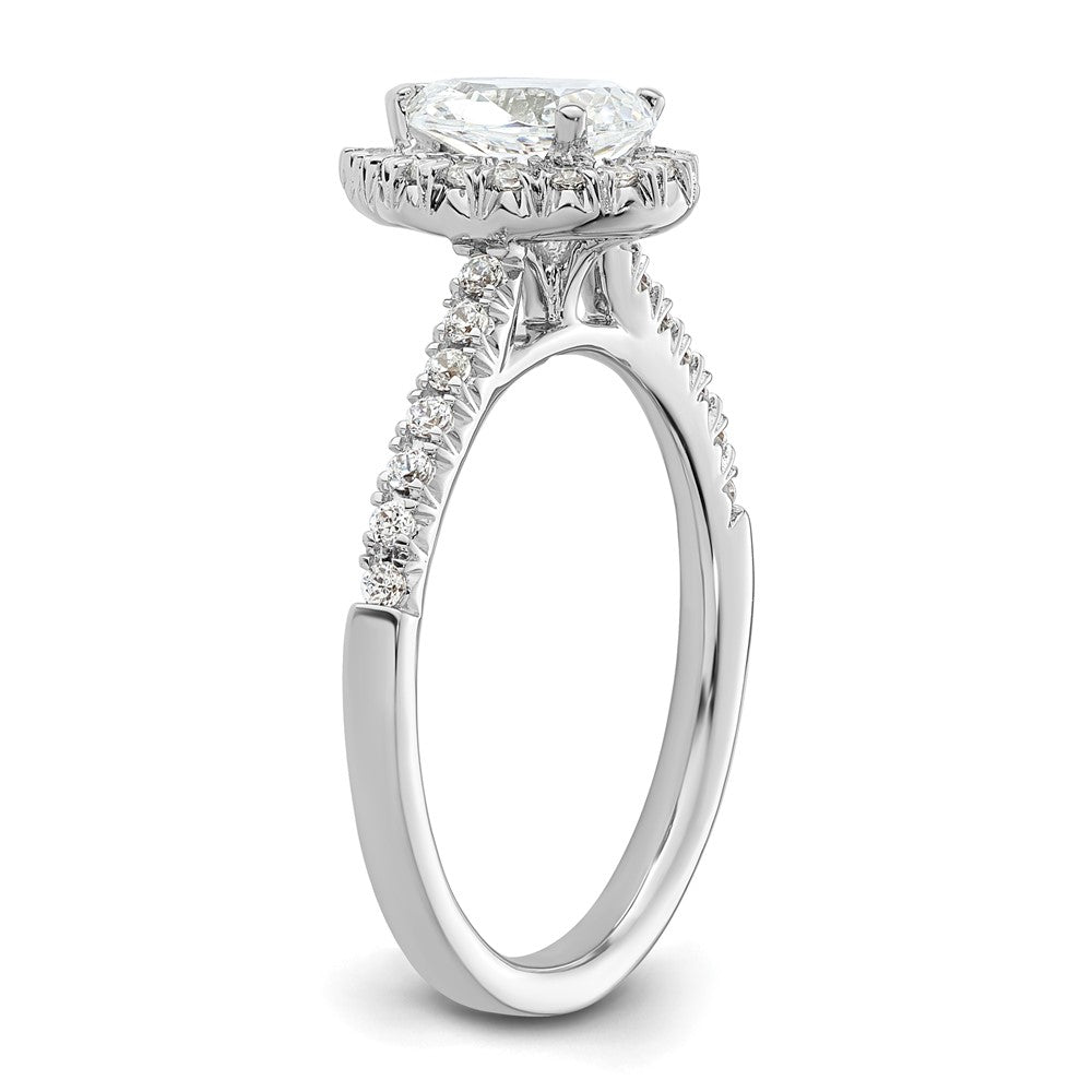 Buy Stylish 14K White Gold Halo Engagement Ring with 3/4 Carat Pear Center