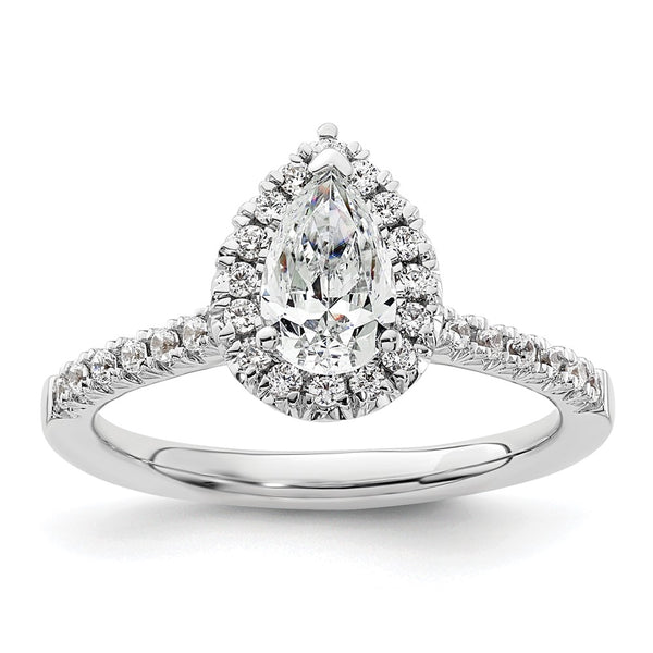 Buy Stylish 14K White Gold Halo Engagement Ring with 3/4 Carat Pear Center