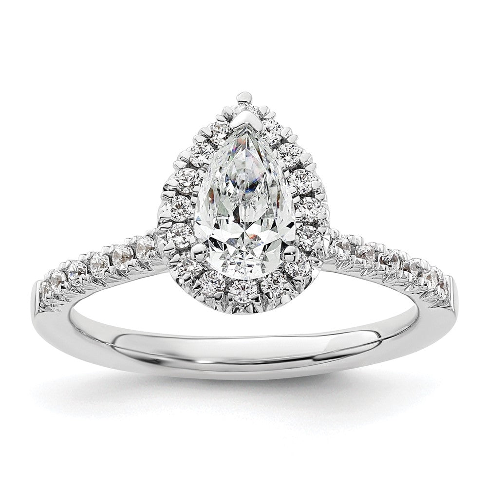 Buy Stylish 14K White Gold Halo Engagement Ring with 3/4 Carat Pear Center