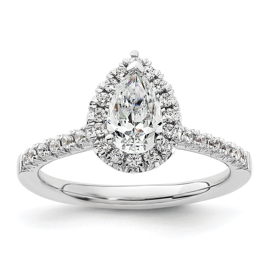 Buy Stylish 14K White Gold Halo Engagement Ring with 3/4 Carat Pear Center