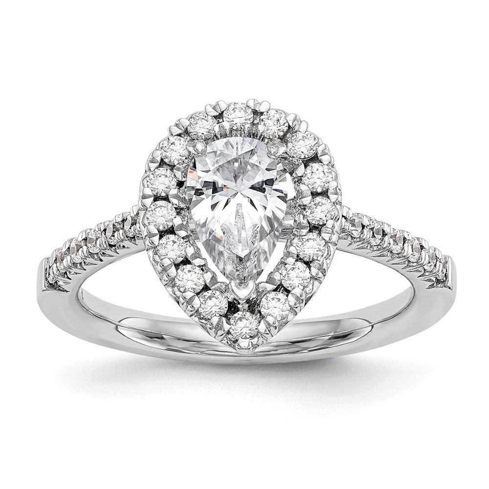 Buy Exclusive 14K White Gold Halo Engagement Ring | 1 Carat Pear Center & 3/8 Carat Accents