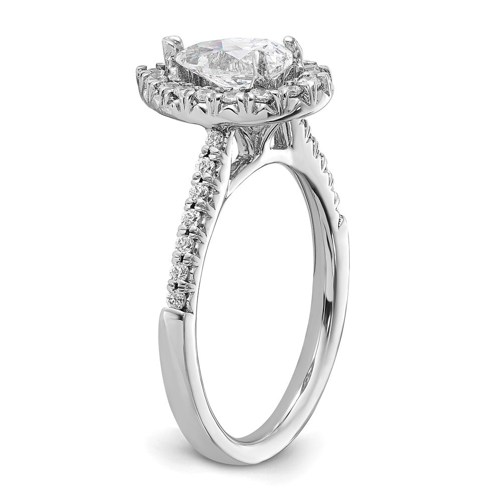 Buy Exclusive 14K White Gold Halo Engagement Ring | 1 Carat Pear Center & 3/8 Carat Accents
