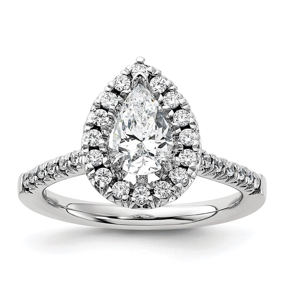 Buy Exclusive 14K White Gold Halo Engagement Ring | 1 Carat Pear Center & 3/8 Carat Accents