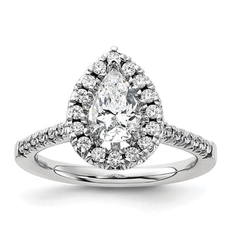 Buy Exclusive 14K White Gold Halo Engagement Ring | 1 Carat Pear Center & 3/8 Carat Accents