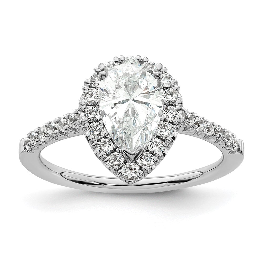 High-Quality 14K White Gold Halo Engagement Ring, 1.25ct Pear Center, Stylish Value