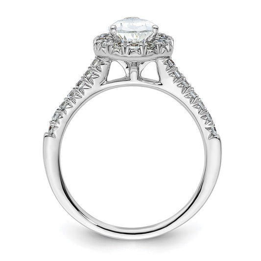 High-Quality 14K White Gold Halo Engagement Ring, 1.25ct Pear Center, Stylish Value