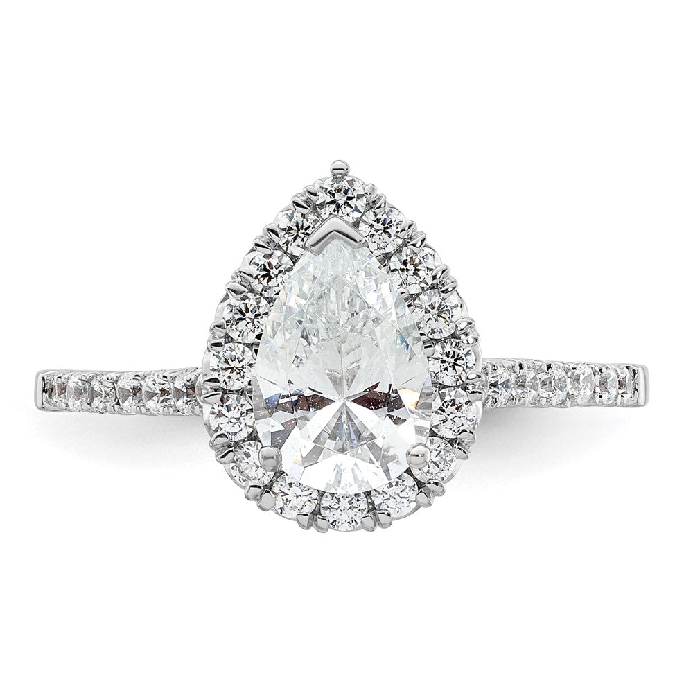 High-Quality 14K White Gold Halo Engagement Ring, 1.25ct Pear Center, Stylish Value