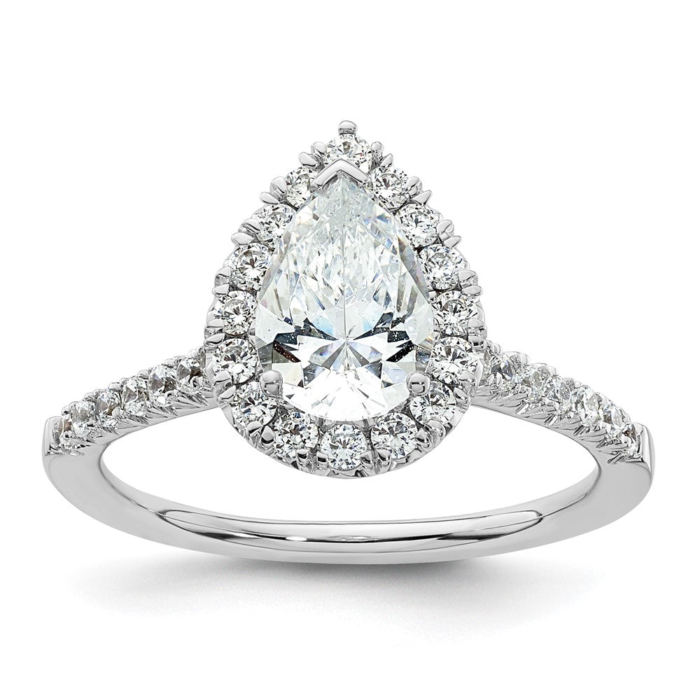 High-Quality 14K White Gold Halo Engagement Ring, 1.25ct Pear Center, Stylish Value