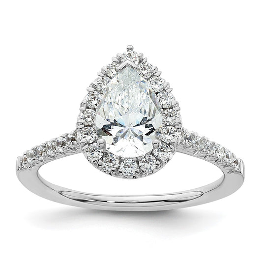 High-Quality 14K White Gold Halo Engagement Ring, 1.25ct Pear Center, Stylish Value