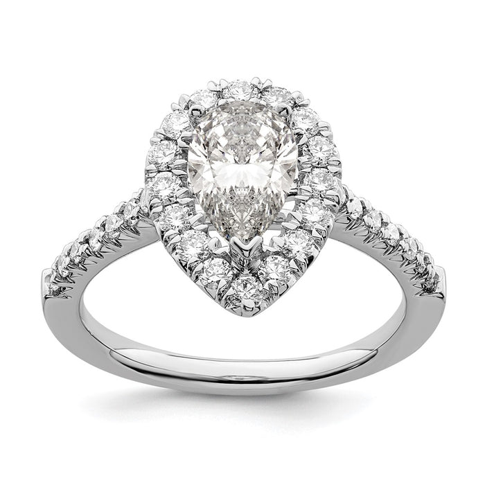 Buy Stylish 14K White Gold Halo Engagement Ring, 1.5 Carat Pear Center, Value!-9