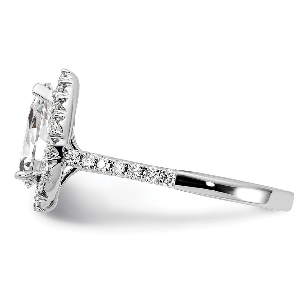 Buy Stylish 14K White Gold Halo Engagement Ring, 1.5 Carat Pear Center, Value!