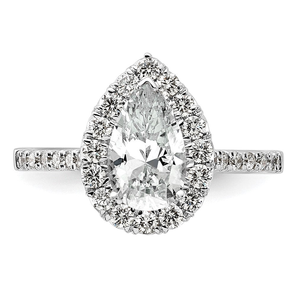 Buy Stylish 14K White Gold Halo Engagement Ring, 1.5 Carat Pear Center, Value!