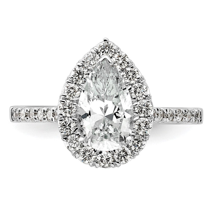 Buy Stylish 14K White Gold Halo Engagement Ring, 1.5 Carat Pear Center, Value!-4