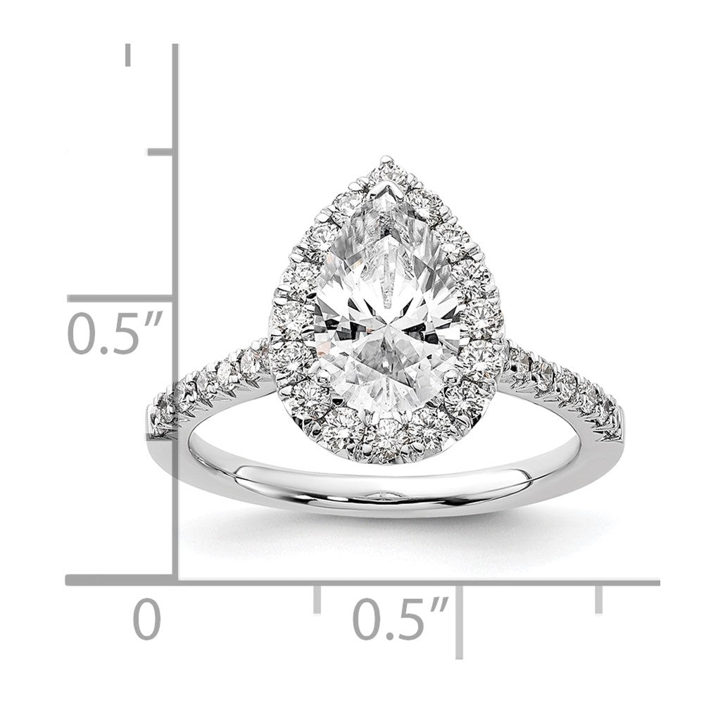 Buy Stylish 14K White Gold Halo Engagement Ring, 1.5 Carat Pear Center, Value!