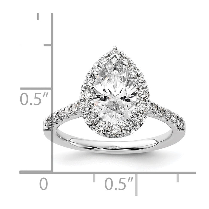 Buy Stylish 14K White Gold Halo Engagement Ring, 1.5 Carat Pear Center, Value!-7