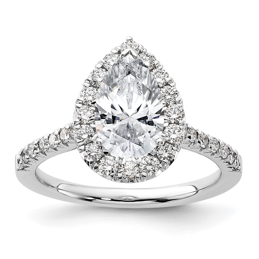 Buy Stylish 14K White Gold Halo Engagement Ring, 1.5 Carat Pear Center, Value!