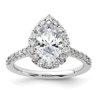 Buy Stylish 14K White Gold Halo Engagement Ring, 1.5 Carat Pear Center, Value!