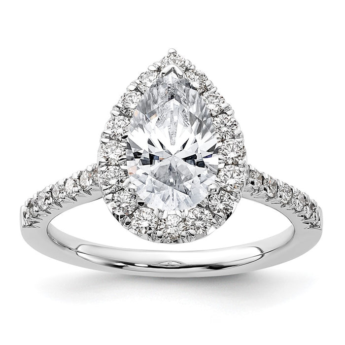 Buy Stylish 14K White Gold Halo Engagement Ring, 1.5 Carat Pear Center, Value!-1