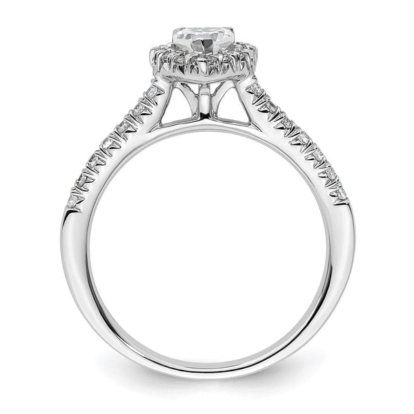 Designer 14K White Gold Halo Engagement Ring | 1/4 Carat Heart Center & Accents