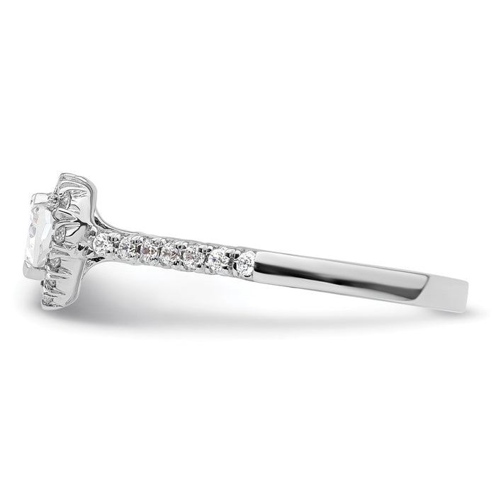 Designer 14K White Gold Halo Engagement Ring | 1/4 Carat Heart Center & Accents-3