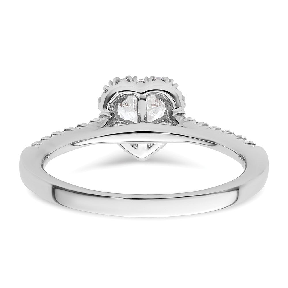 Designer 14K White Gold Halo Engagement Ring | 1/4 Carat Heart Center & Accents