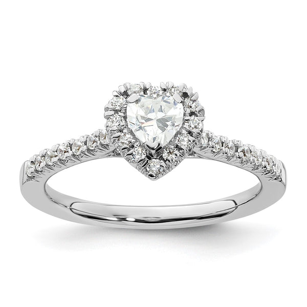 Designer 14K White Gold Halo Engagement Ring | 1/4 Carat Heart Center & Accents