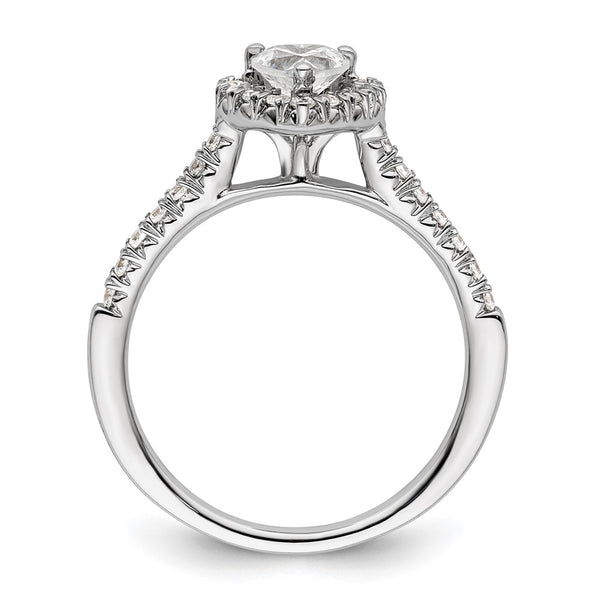 14K White Gold Halo Engagement Ring, 1/2 Carat Heart Center