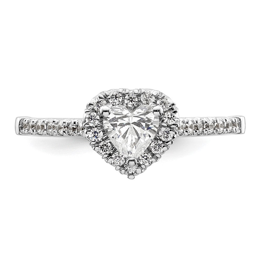 High-Quality 14K White Gold Halo Engagement Ring, 1/2 Carat Heart Center - Luxury Value!