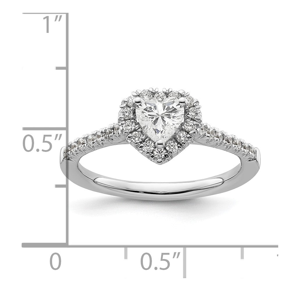 High-Quality 14K White Gold Halo Engagement Ring, 1/2 Carat Heart Center - Luxury Value!