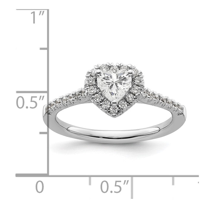 High-Quality 14K White Gold Halo Engagement Ring, 1/2 Carat Heart Center - Luxury Value!-7