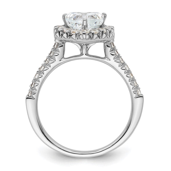 14K White Gold Halo Semi-Mount Ring for 1.25 Carat Heart Stone