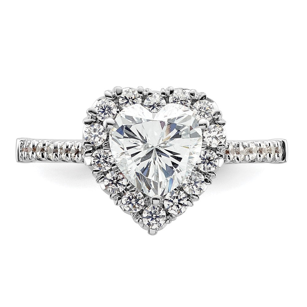 Exclusive 14K White Gold Halo Semi-Mount Ring for 1.25 Carat Heart Stone