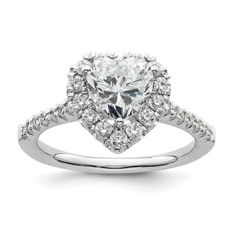 Exclusive 14K White Gold Halo Semi-Mount Ring for 1.25 Carat Heart Stone