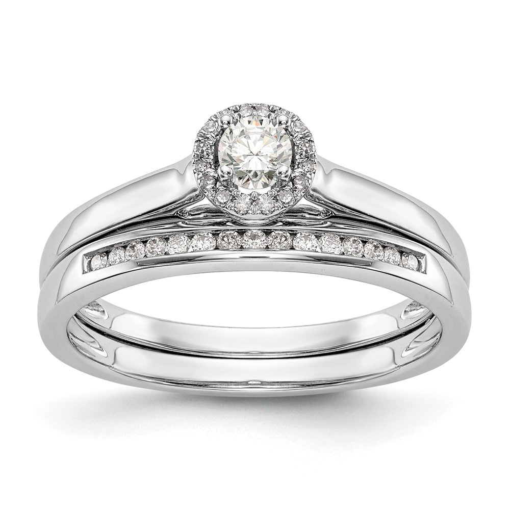 Buy Exclusive 14K White Gold Halo Engagement Ring, 1/5 Carat Center Stone & Accents