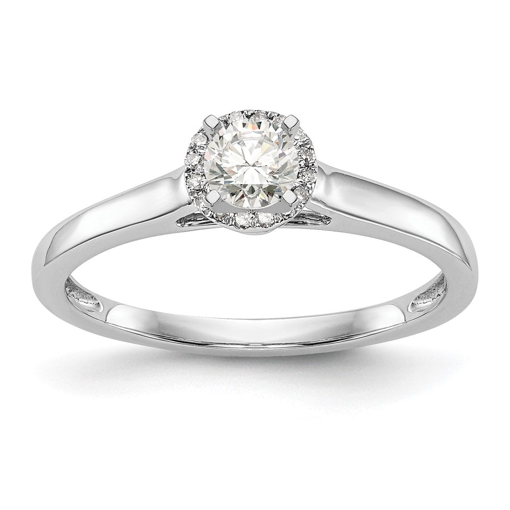 Buy Exclusive 14K White Gold Halo Engagement Ring, 1/5 Carat Center Stone & Accents