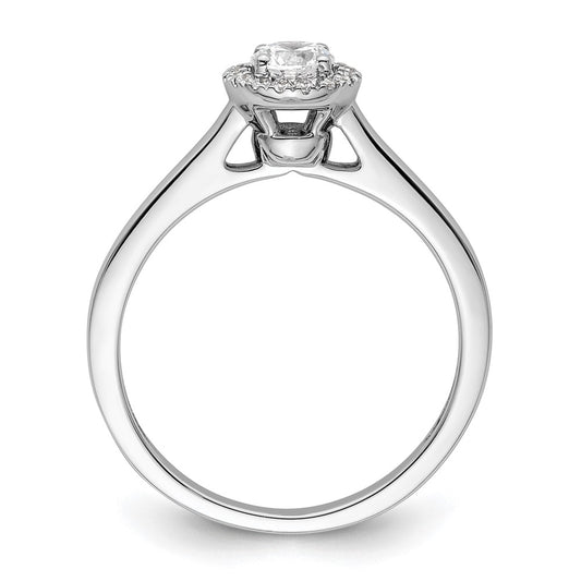 High-Quality 14K White Gold Halo Engagement Ring | 1/3 Carat Round Center, Stylish Design