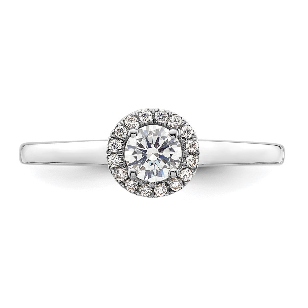 High-Quality 14K White Gold Halo Engagement Ring | 1/3 Carat Round Center, Stylish Design