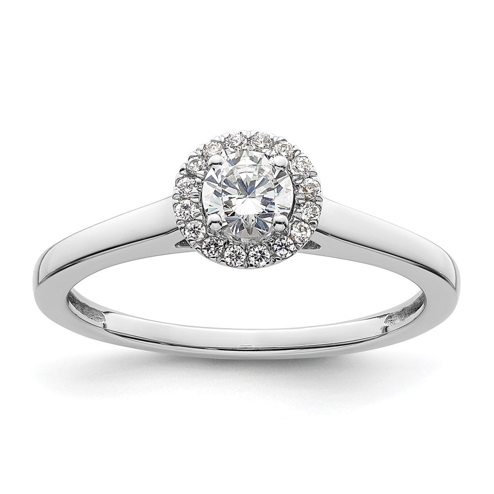 High-Quality 14K White Gold Halo Engagement Ring | 1/3 Carat Round Center, Stylish Design