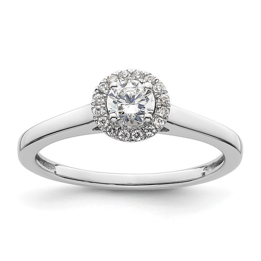 High-Quality 14K White Gold Halo Engagement Ring | 1/3 Carat Round Center, Stylish Design