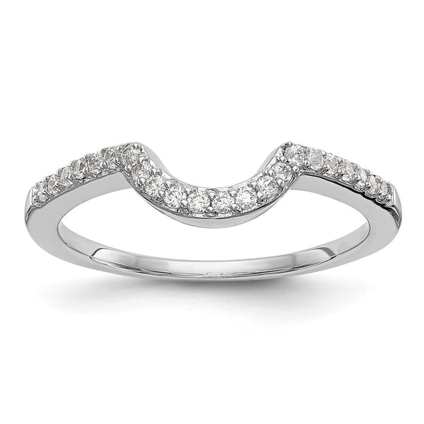 14K White Gold Contoured Wedding Band with 1/6 Carat Diamonds - Style GR1-1022556