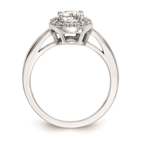 High-Quality 14K White Gold Halo Engagement Ring Setting for 3/4 Carat Stone