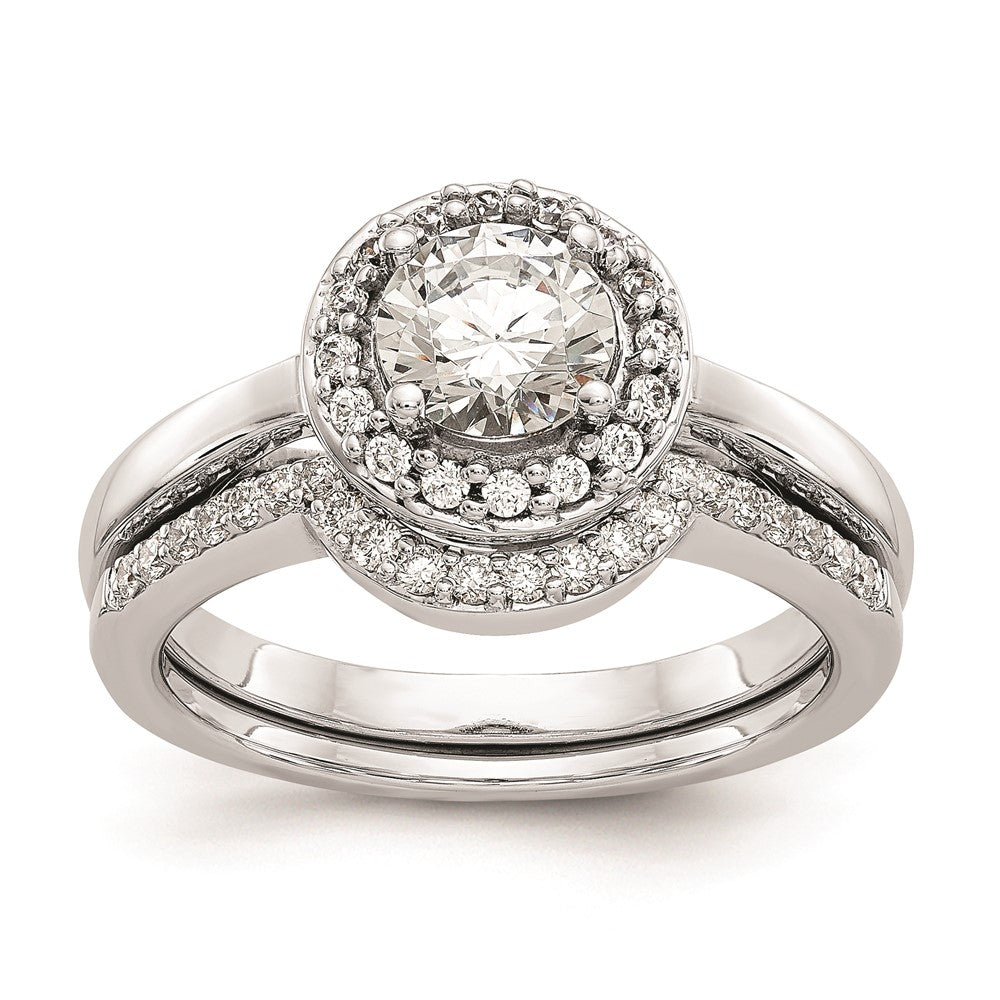 High-Quality 14K White Gold Halo Engagement Ring Setting for 3/4 Carat Stone
