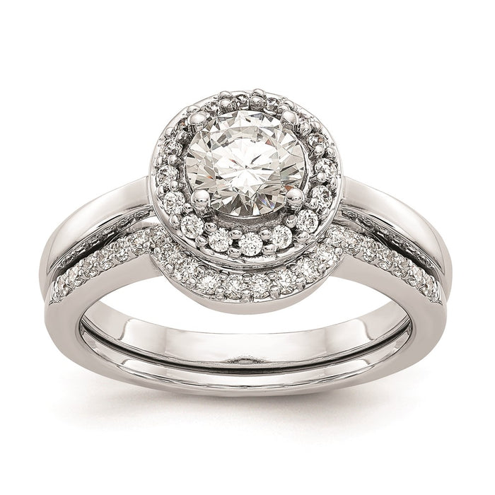 High-Quality 14K White Gold Halo Engagement Ring Setting for 3/4 Carat Stone-7
